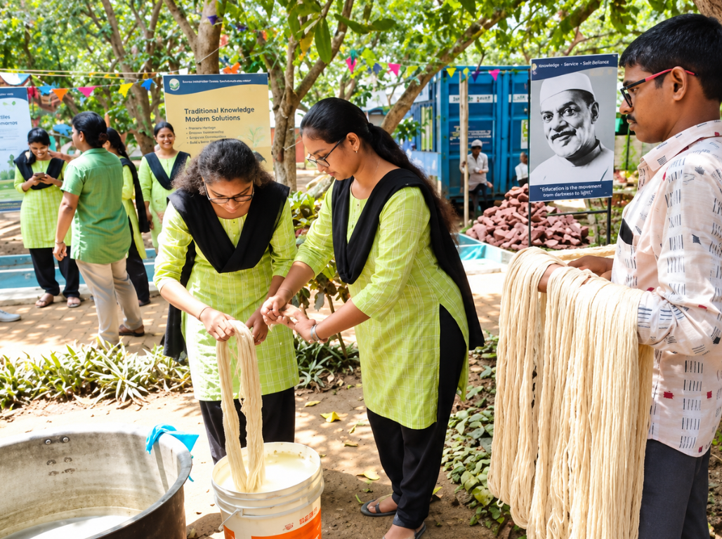 Participants dyeing natural yarn during a hands-on tie-dye workshop