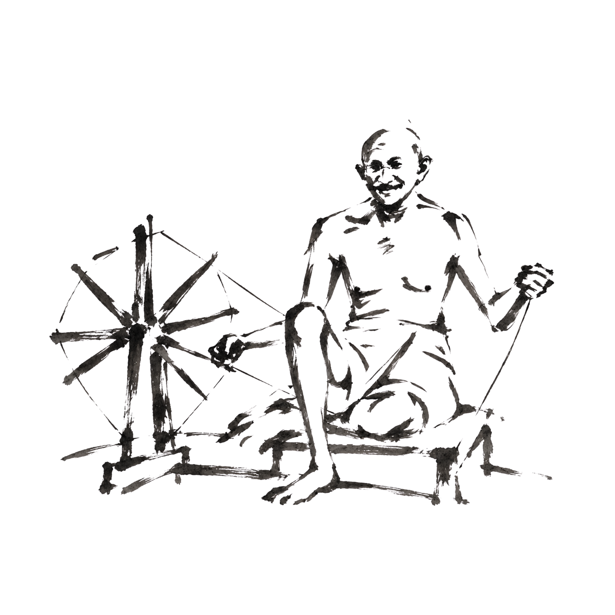 Hand-drawn portrait sketch of MAHATMA GANDHI