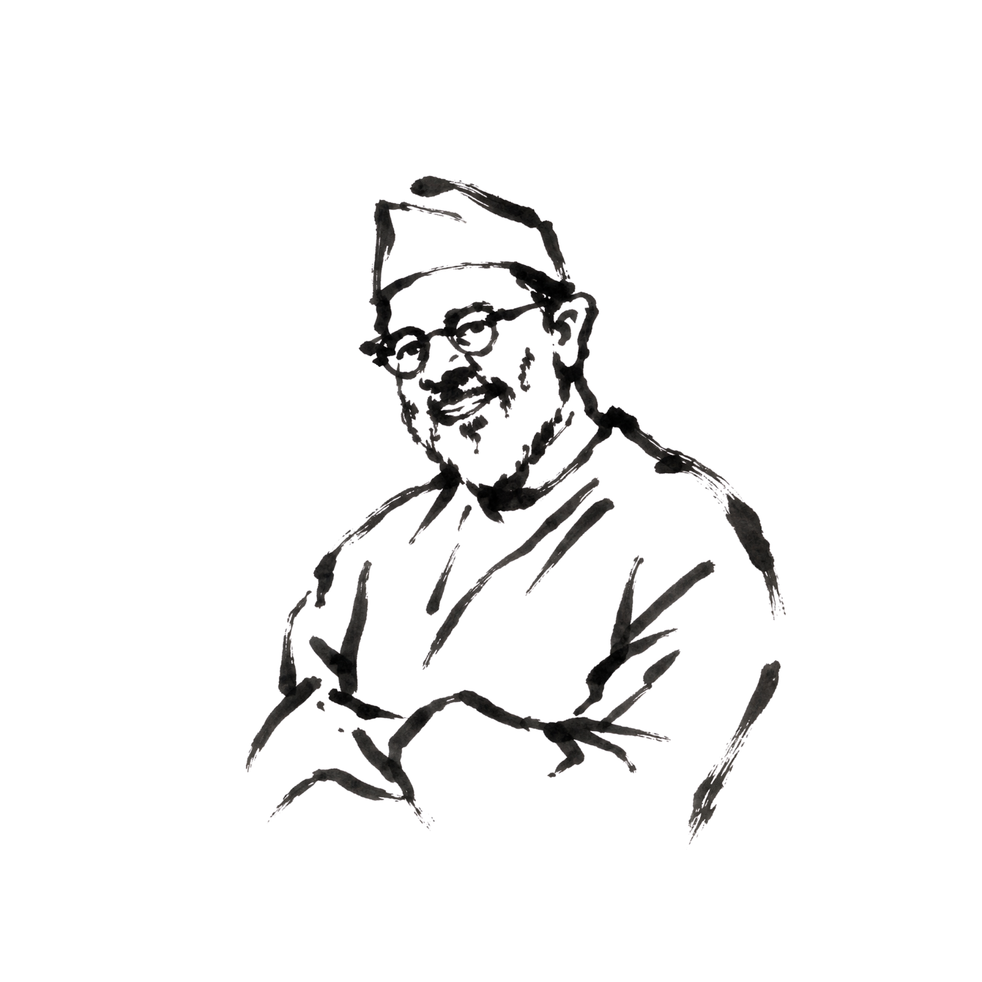 Hand-drawn portrait sketch of J. C. KUMARAPPA