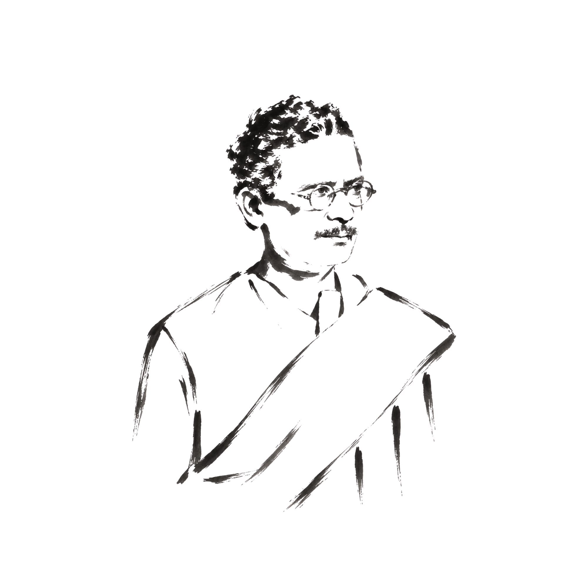 Hand-drawn portrait sketch of ACHARYA NANDALAL BOSE